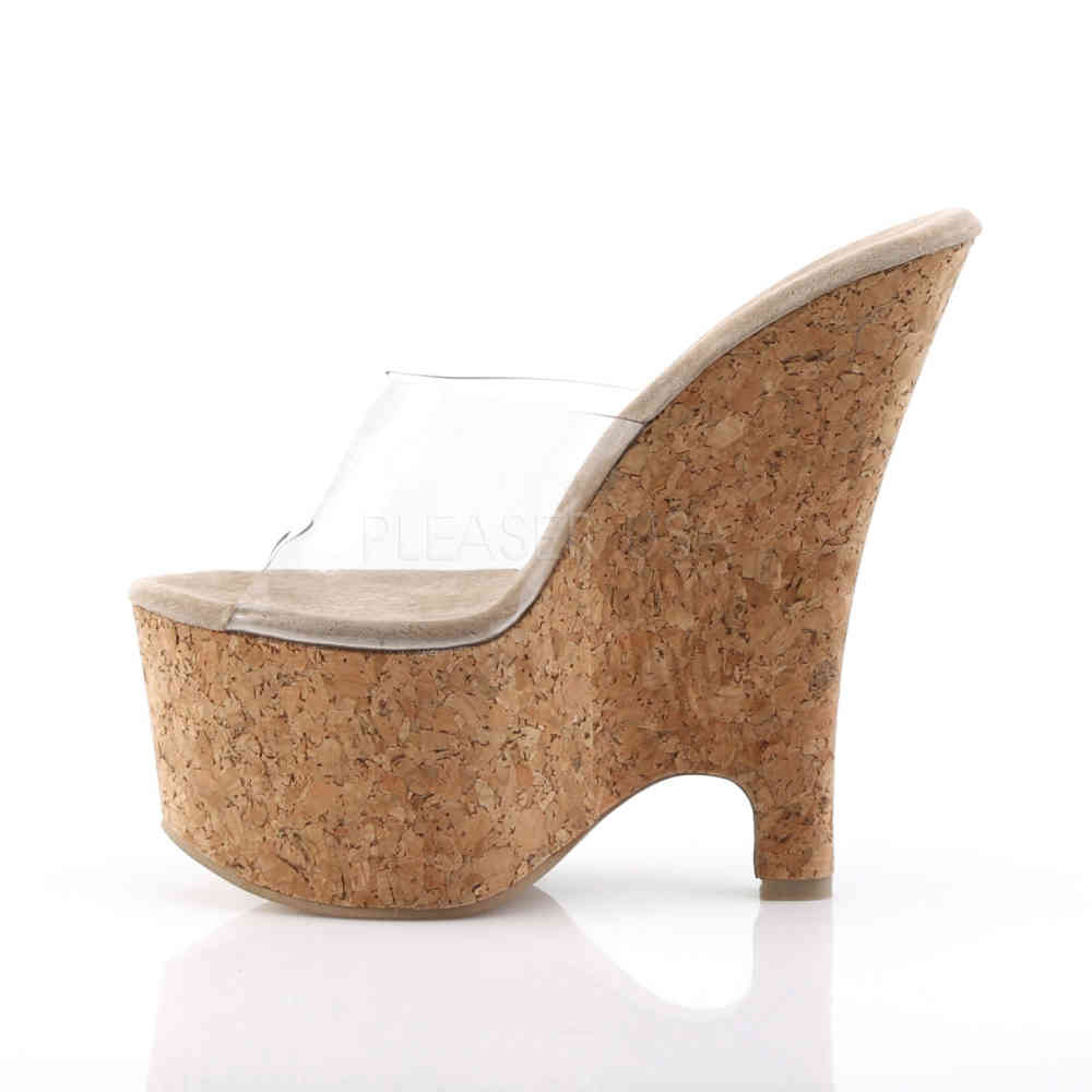 Pleaser - BEAU601 Wedges - Brown/Transparent Product image